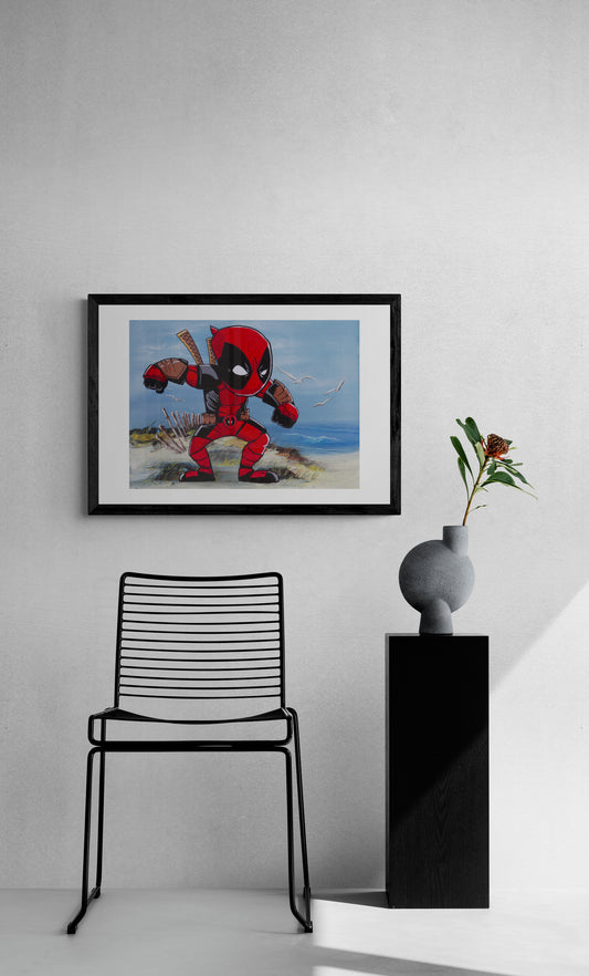 Platinum Deadpool vs Seagulls Art Print